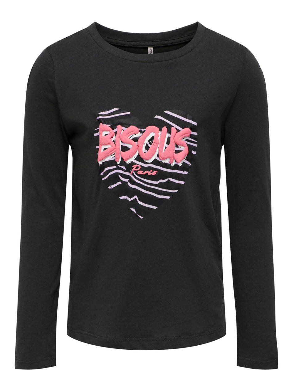ONLY ΜΠΛΟΥΖΑ KOGHOLLIE REG L/S LOVE TOP BOX JRS 15275495-Phantom Black
