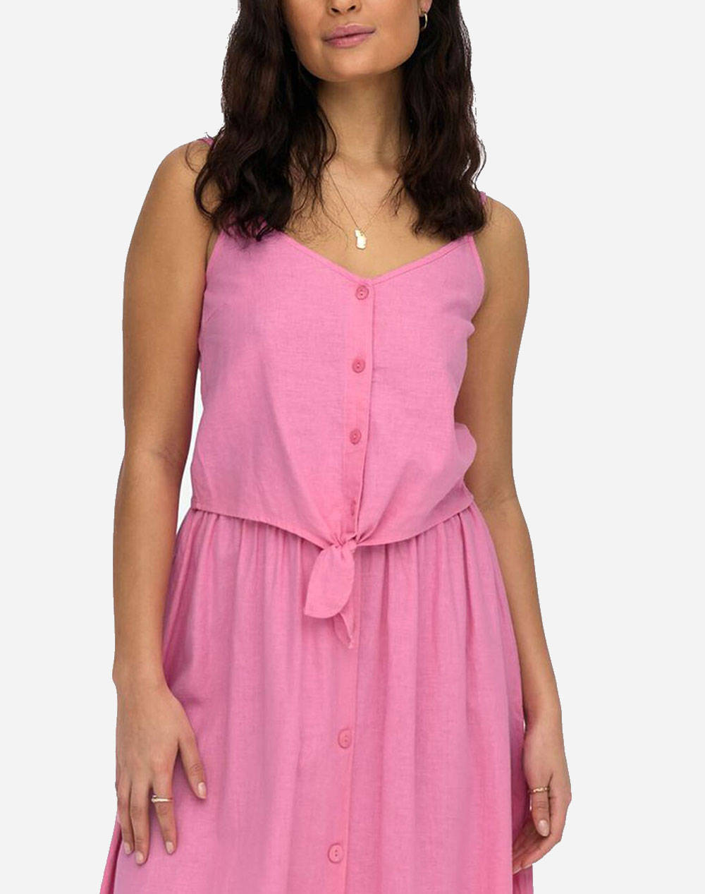 ONLY ONLCARO STRAP LINEN BLEND KNOT TOP PNT 15255161-Sachet Pink Pink