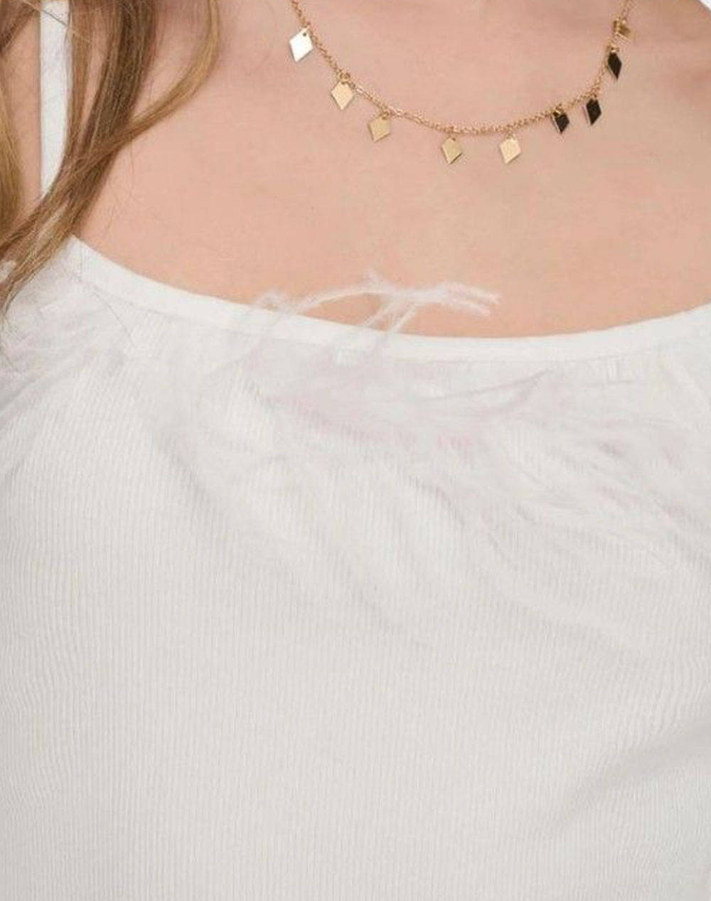 ONLY ONLFEATHER S/L TOP JRS 15289473-Cloud Dancer OffWhite