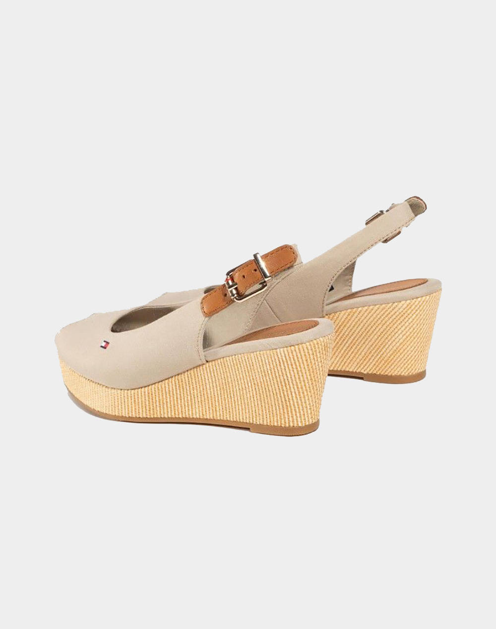 TOMMY HILFIGER ICONIC ELBA SLING BACK WEDGE ( Heel height: 7 cm ) - Cream |  Politikos-shop.gr