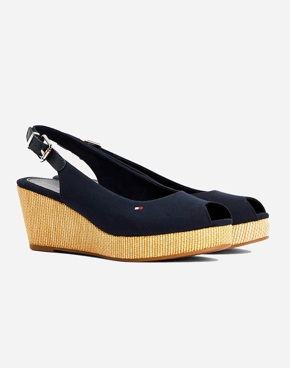 TOMMY ICONIC SLING BACK WEDGE ( Heel height: 7 ) - NavyBlue | Politikos-shop.gr