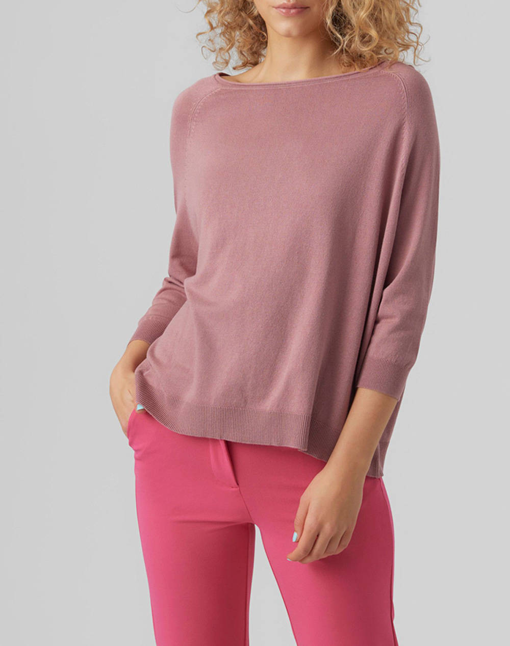 VERO MODA VMNELLIE GLORY 3/4 BOXY BLOUSE GANOOS 10282949-Nostalgia Rose deepPink
