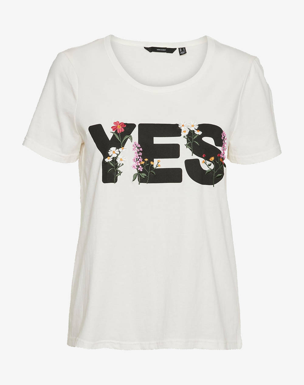 VERO MODA T-SHIRT 10289463-Snow White/TEXT YES Black