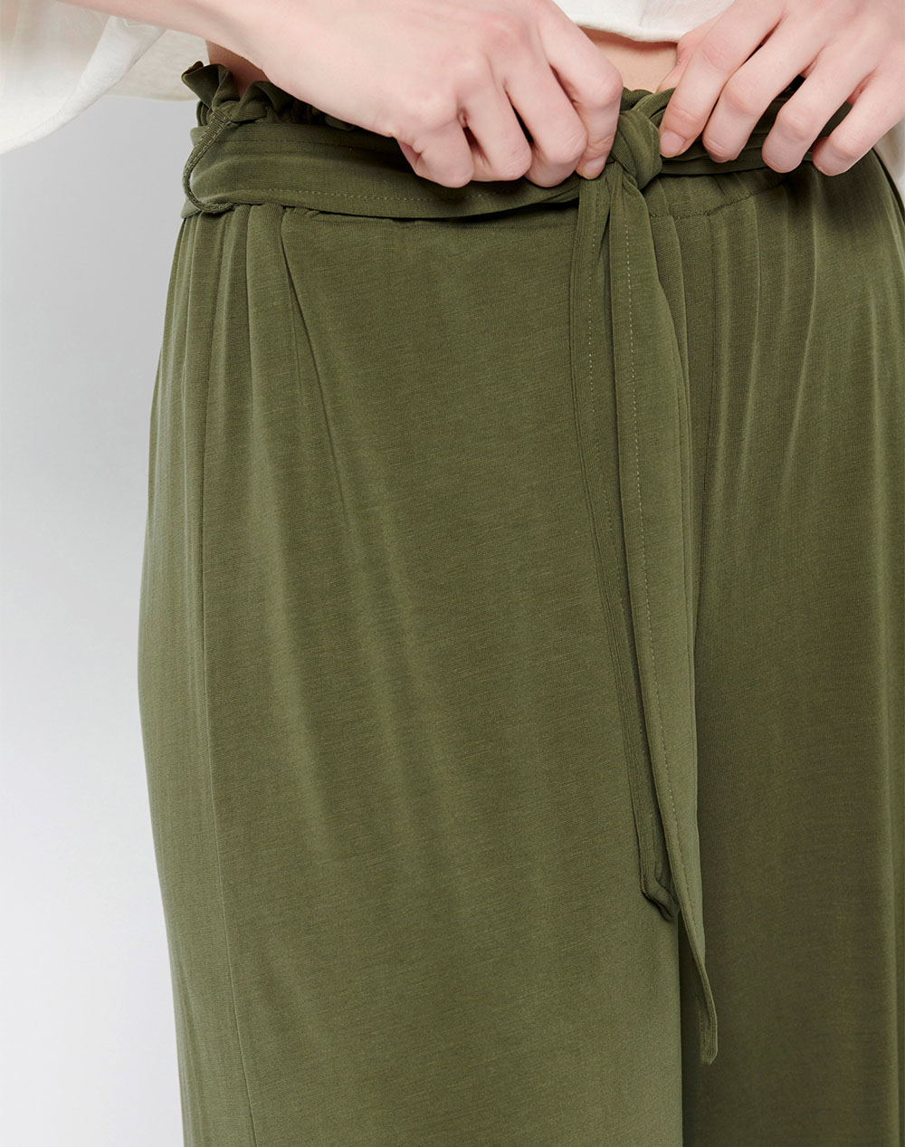 FUNKY BUDDHA Wide leg cropped παντελόνι με ελαστική μέση