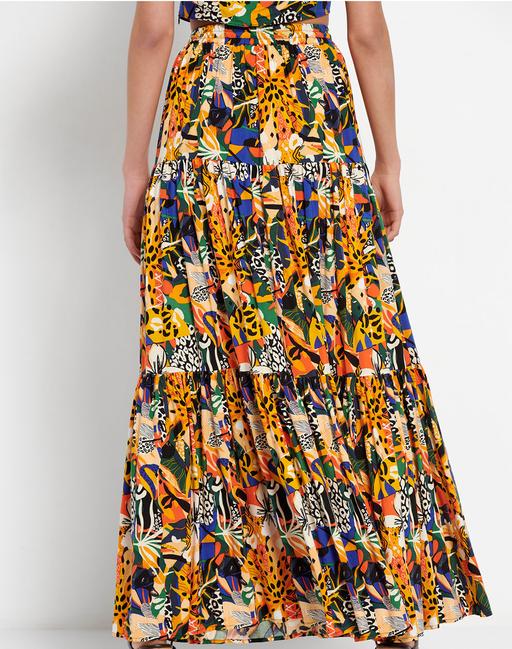 All over printed maxi skirt with elasticated waist