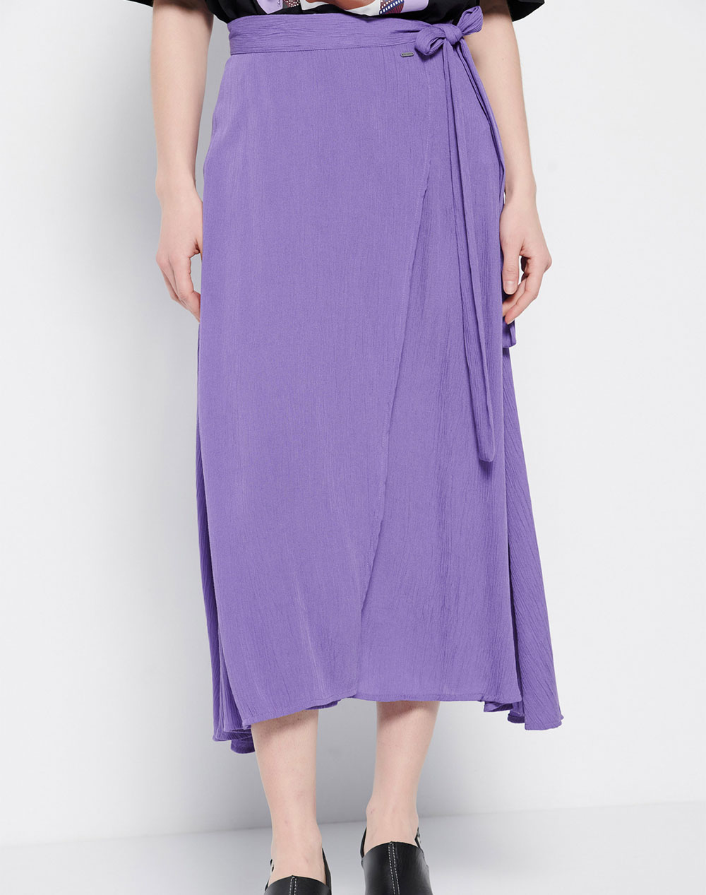 FUNKY BUDDHA Midi κρουαζέ φούστα από βισκόζη FBL007-114-14-ROYAL Violet
