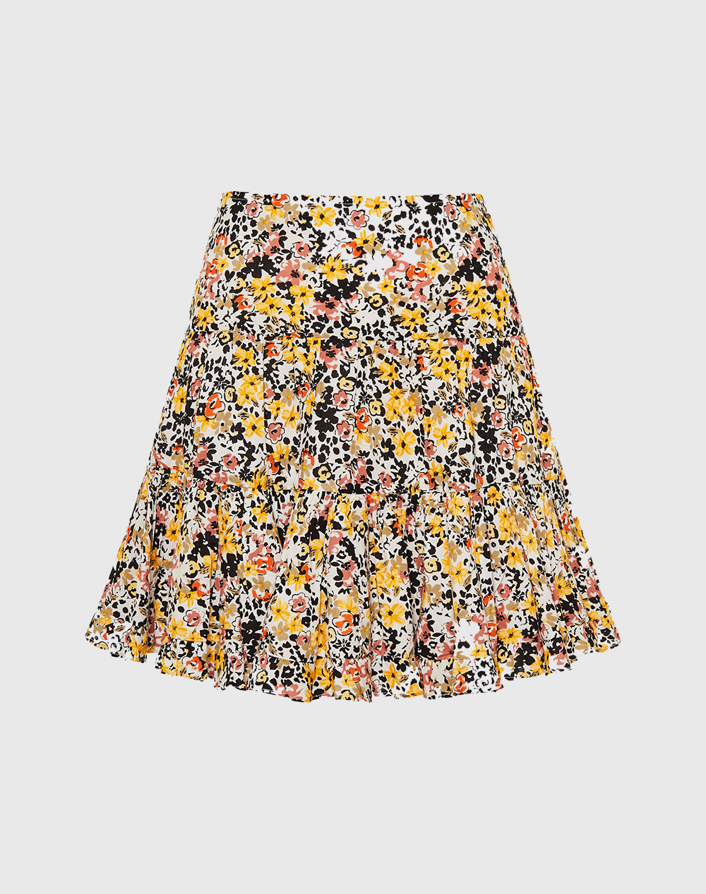 Floral printed mini viscose skirt