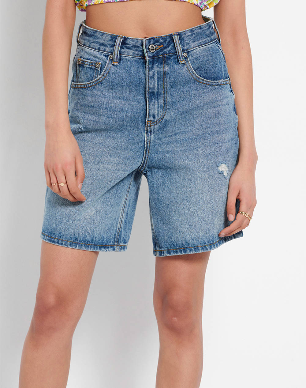 Regular fit womens denim shorts