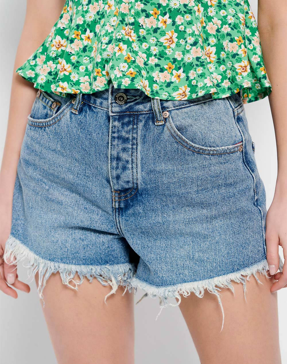 FUNKY BUDDHA Γυναικείο τζιν σορτς FBL007-181-03-BLUE DenimBlue