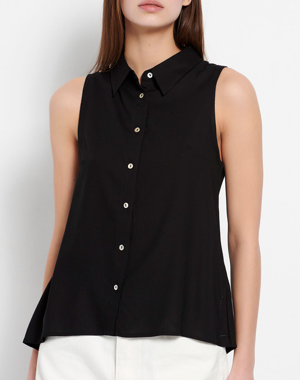 FUNKY BUDDHA Αμάνικο πουκάμισο από βισκόζη FBL007-101-05-BLACK Black 3610PFUNK3200038_2813