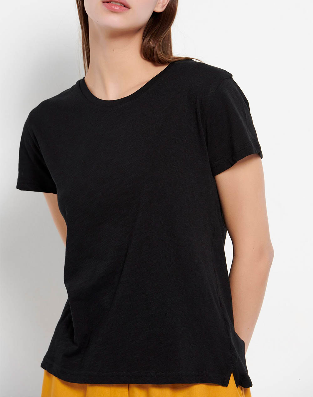 FUNKY BUDDHA Essential t-shirt με στρογγυλή λαιμόκοψη FBL007-105-04-BLACK Black