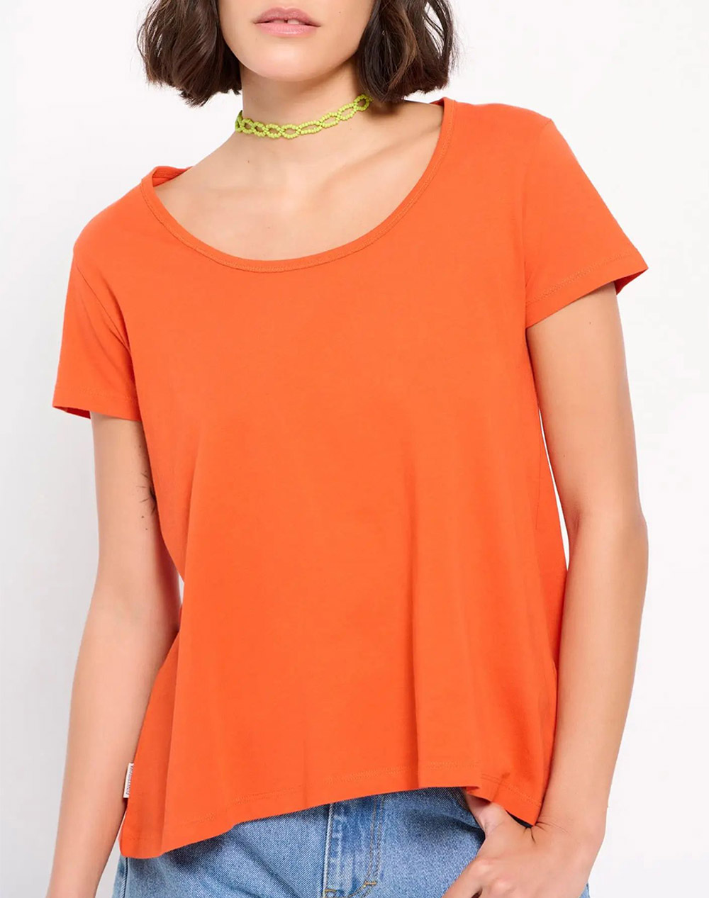 FUNKY BUDDHA Μονόχρωμο t-shirt από οργανικό βαμβάκι FBL007-108-04-ORANGE Orange