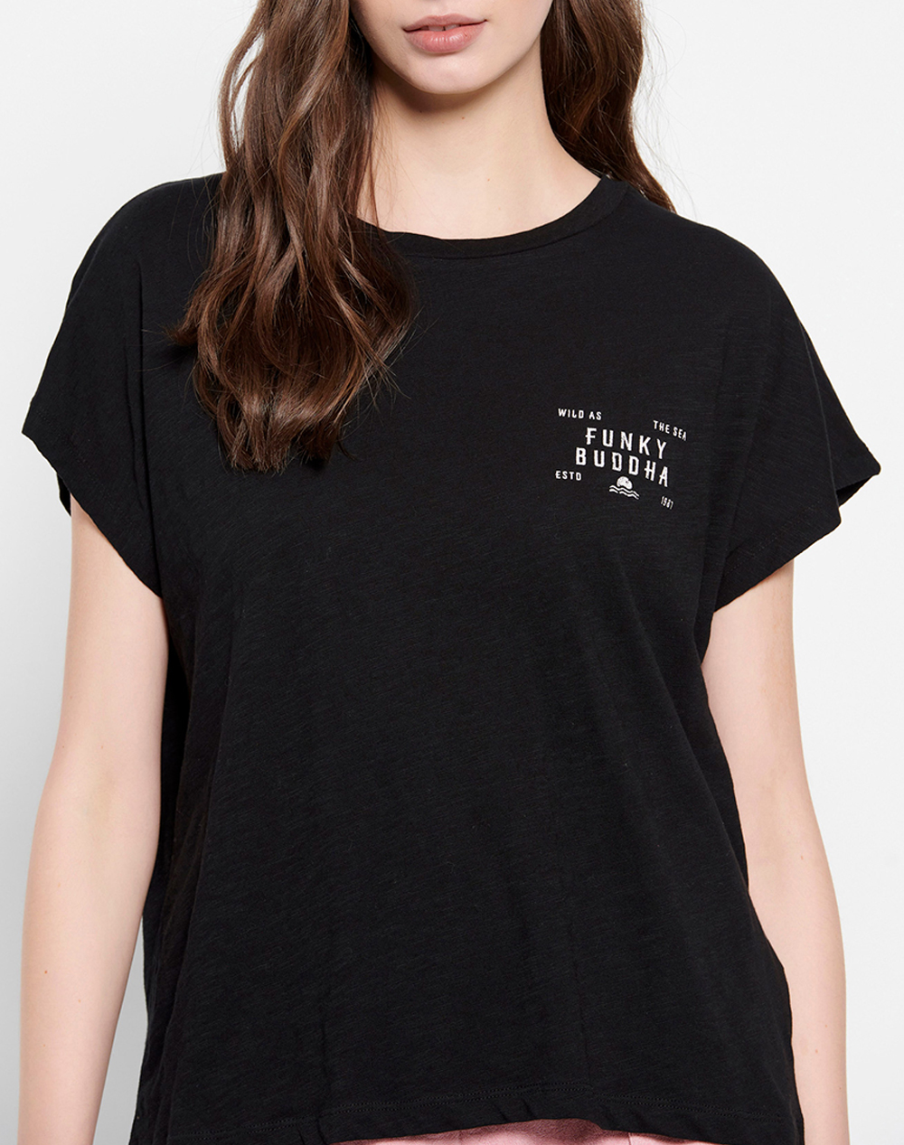 FUNKY BUDDHA T-shirt με τύπωμα στην πλάτη FBL007-144-04-BLACK Black
