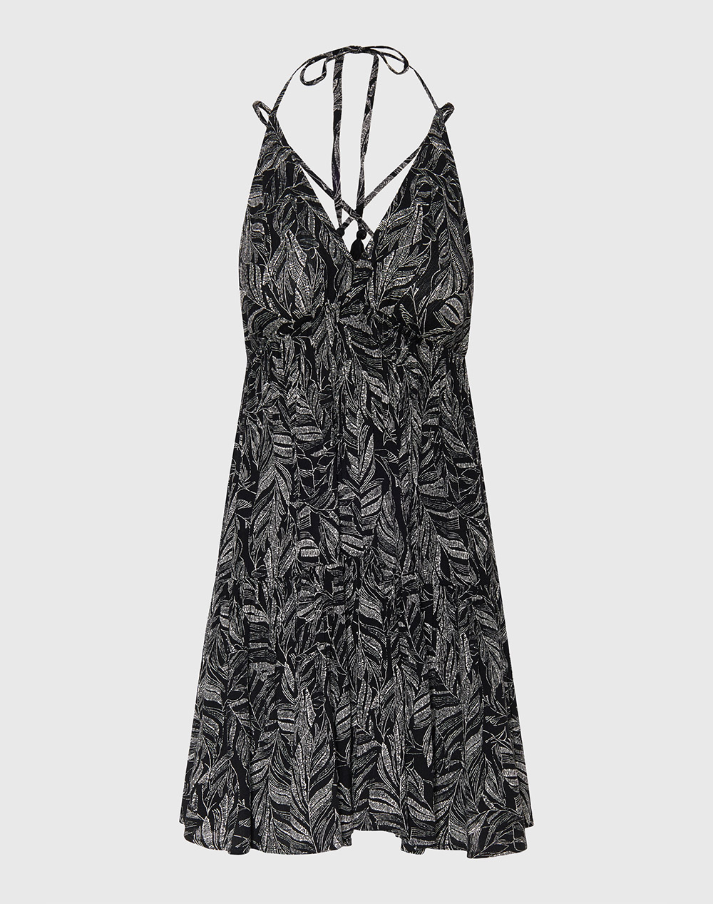 FUNKY BUDDHA Εμπριμέ μίνι φόρεμα από βισκόζη FBL007-112-13-BLACK Black