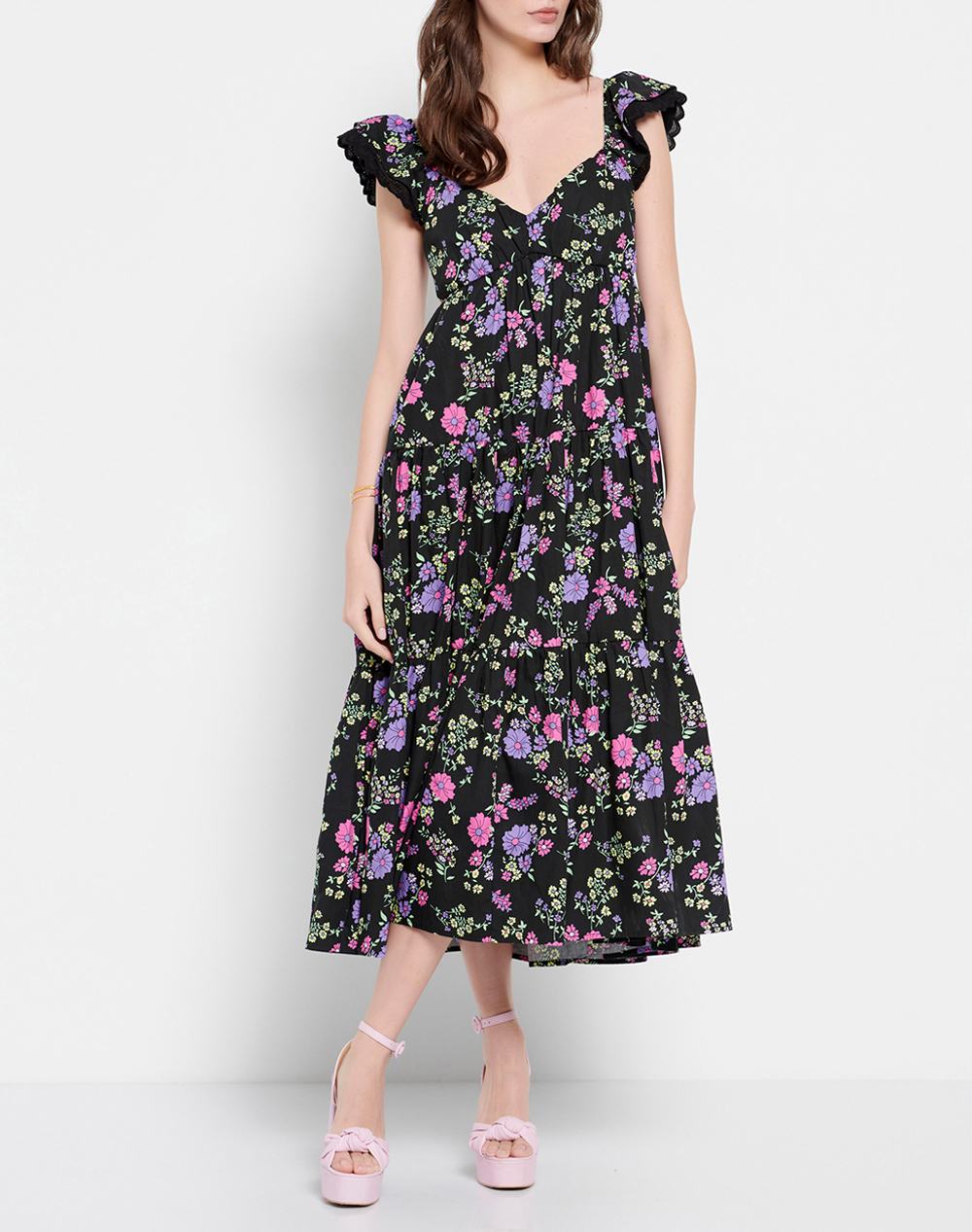 FUNKY BUDDHA Maxi λουλουδάτο φόρεμα FBL007-117-13-BLACK Black 3610PFUNK4200091_2813