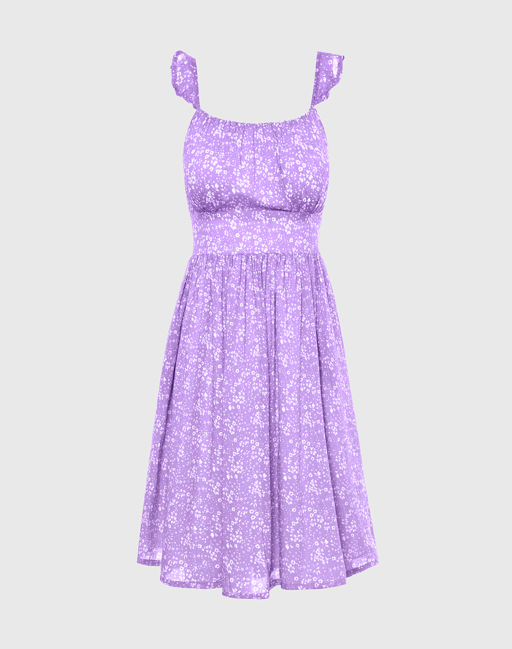 FUNKY BUDDHA Floral mini φόρεμα από βισκόζη με βολάν FBL007-125-13-ROYAL Violet 3610PFUNK4200093_XR22691