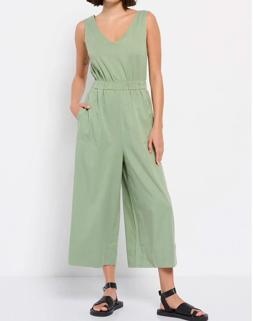 Lyocell jumpsuit with elastic waist
