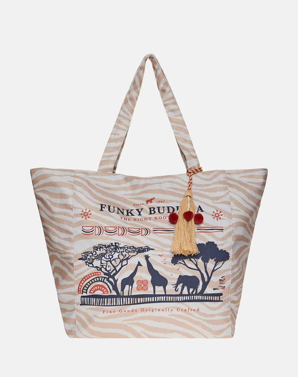 FUNKY BUDDHA Γυναικεία τσάντα παραλίας FBL007-146-10-OAT Ecru