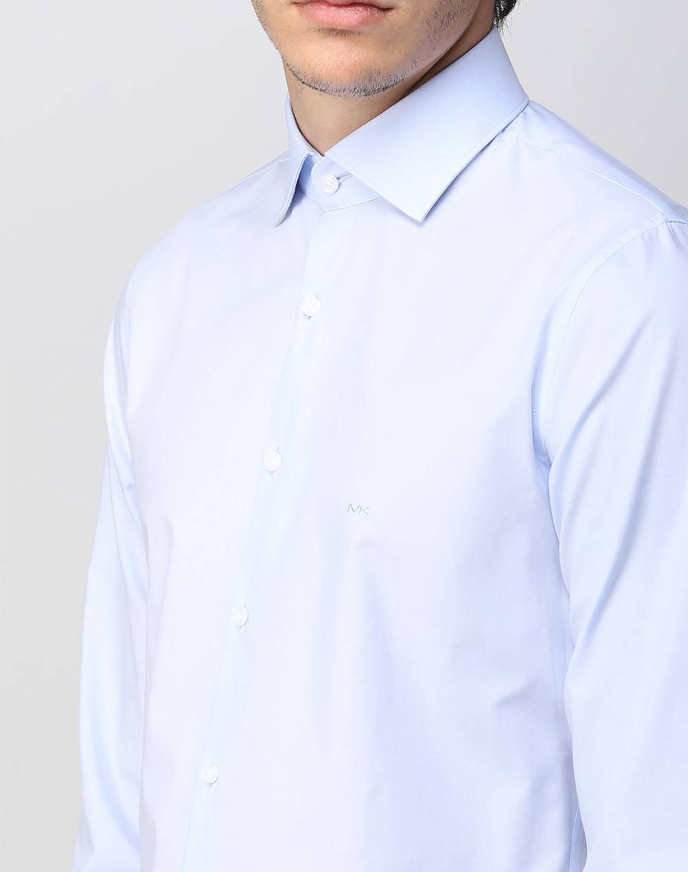 Michael Kors Poplin Stretch Slim Shirt Md0Md90450-455 Ciel ανδρικά ρούχα πουκάμισα Politikos Shop Πολιτικός