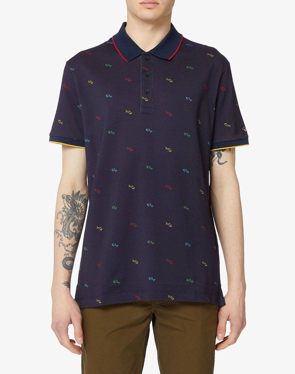 PAUL&SHARK MEN''S KNITTED POLOSHIRT C.W. COTTON 23411331-3 DarkBlue