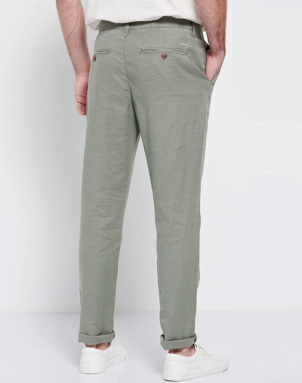 FUNKY BUDDHA Garment dyed λινό chino παντελόνι