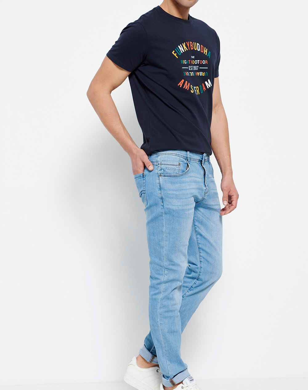 FUNKY BUDDHA Tapered fit τζιν παντελόνι