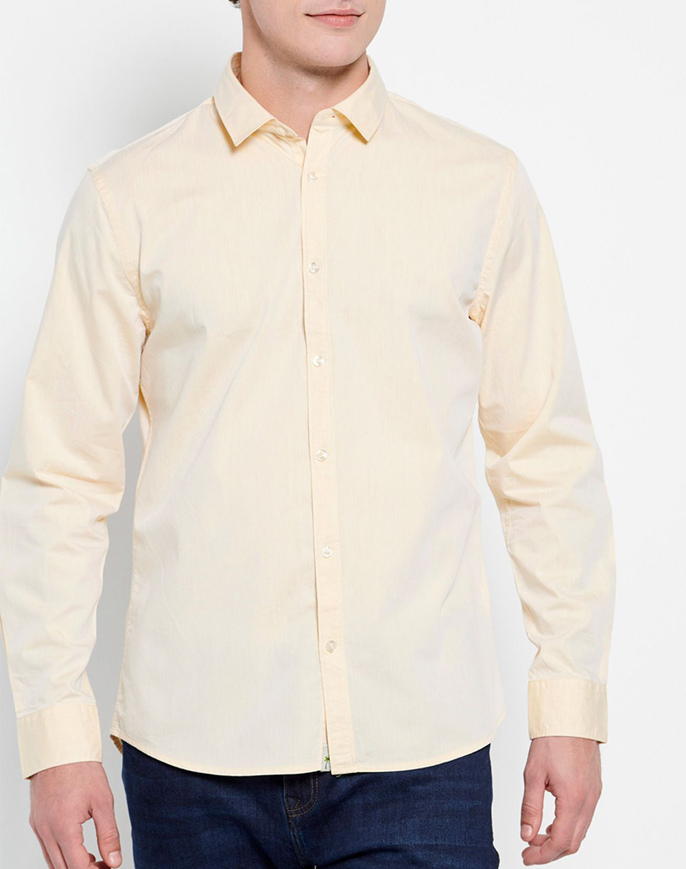 FUNKY BUDDHA Ανδρικό βαμβακερό πουκάμισο FBM007-012-05-YELLOW Yellow