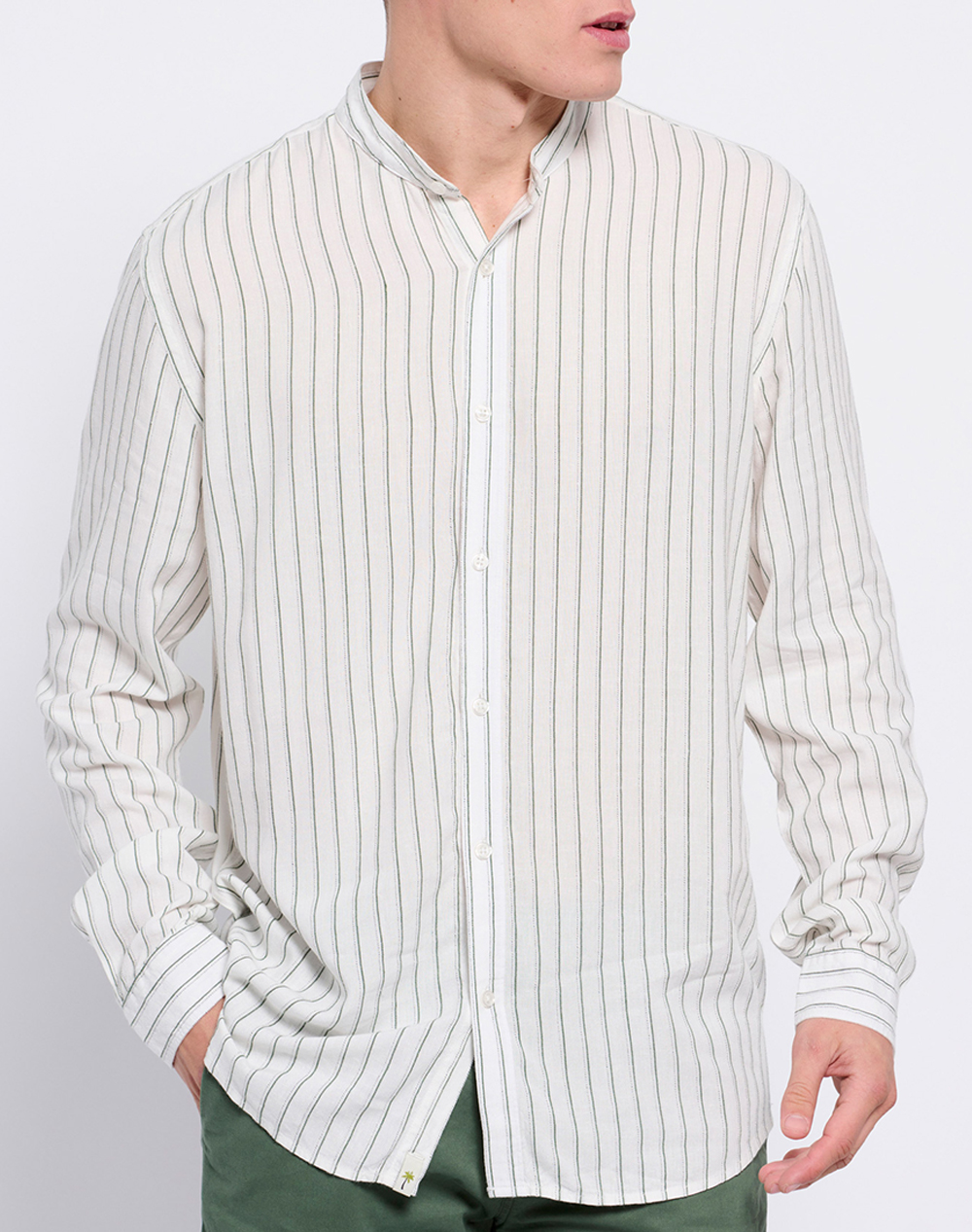 FUNKY BUDDHA Yarn dyed ριγέ ανδρικό πουκάμισο FBM007-075-05-WHITE White