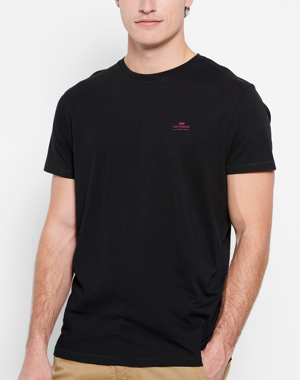FUNKY BUDDHA Essential t-shirt με λαιμόκοψη FBM007-001-04-BLACK Black