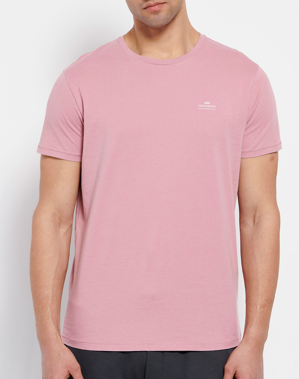 FUNKY BUDDHA Essential t-shirt με λαιμόκοψη FBM007-001-04-VINTAGE Pink 3620PFUNK3400121_XR22685