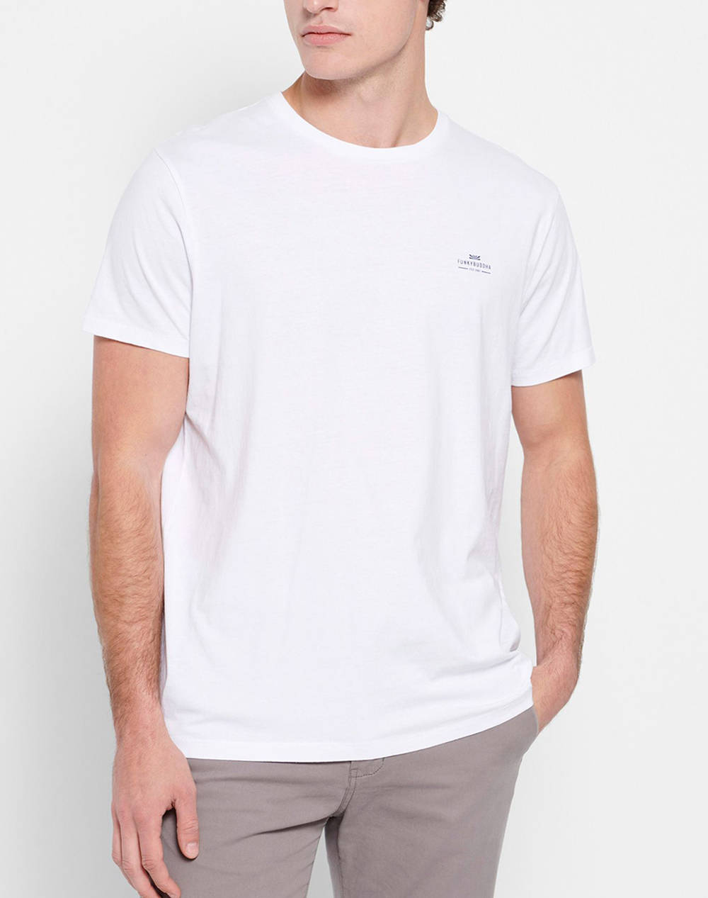 FUNKY BUDDHA Essential t-shirt με λαιμόκοψη FBM007-001-04-WHITE White
