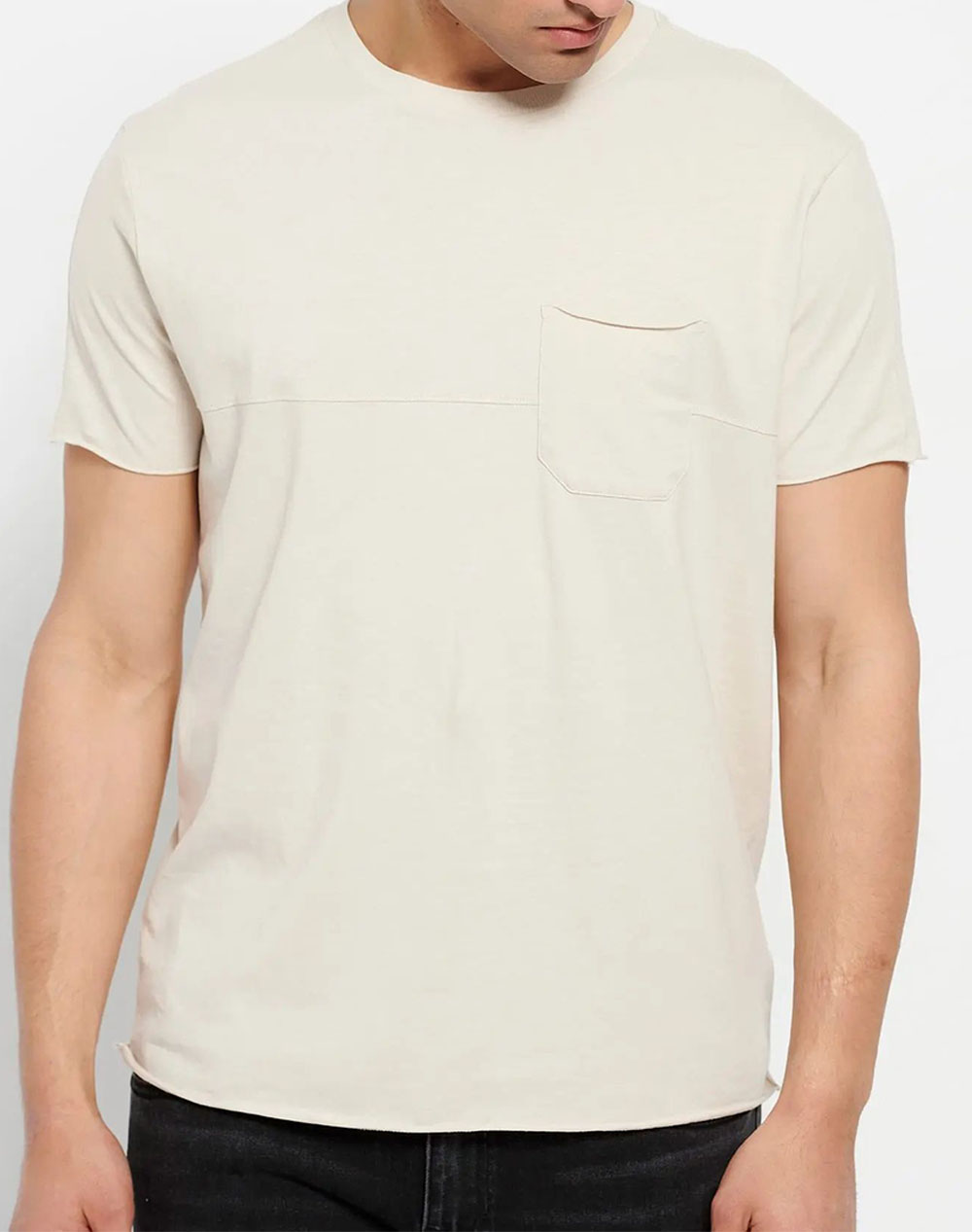 FUNKY BUDDHA Loose fit t-shirt με raw edges FBM007-019-04-IVORY Ivory 3620PFUNK3400128_3195