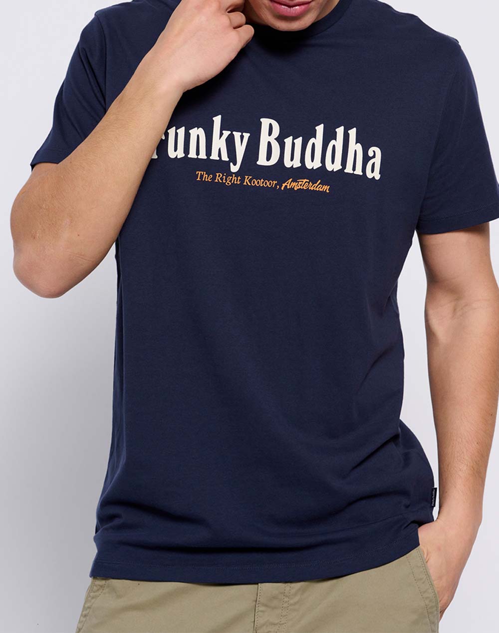 FUNKY BUDDHA T-shirt με branded τύπωμα FBM007-021-04-NAVY DarkBlue 3620PFUNK3400129_6131