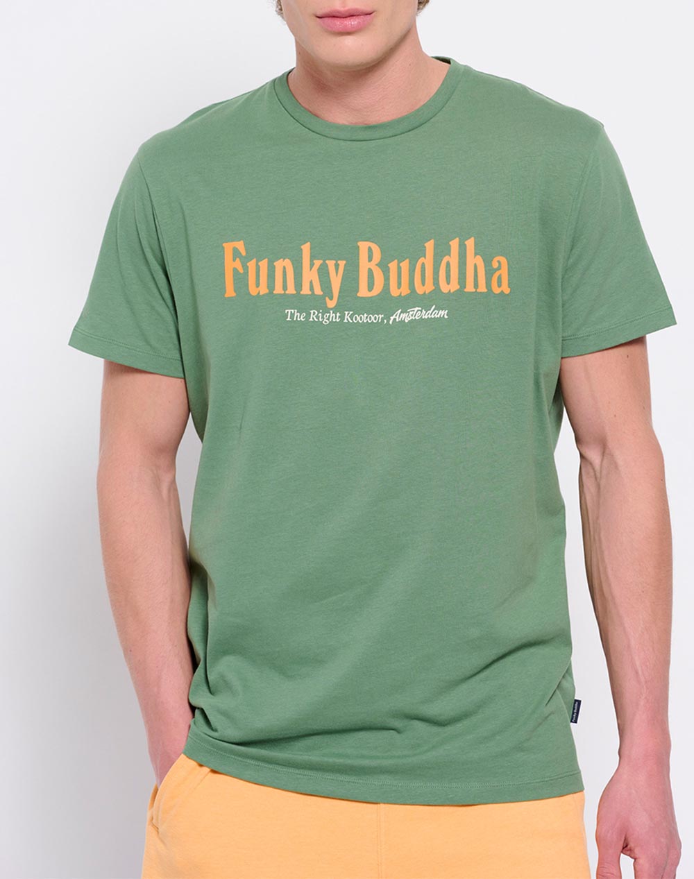 FUNKY BUDDHA T-shirt με branded τύπωμα FBM007-021-04-DK Green