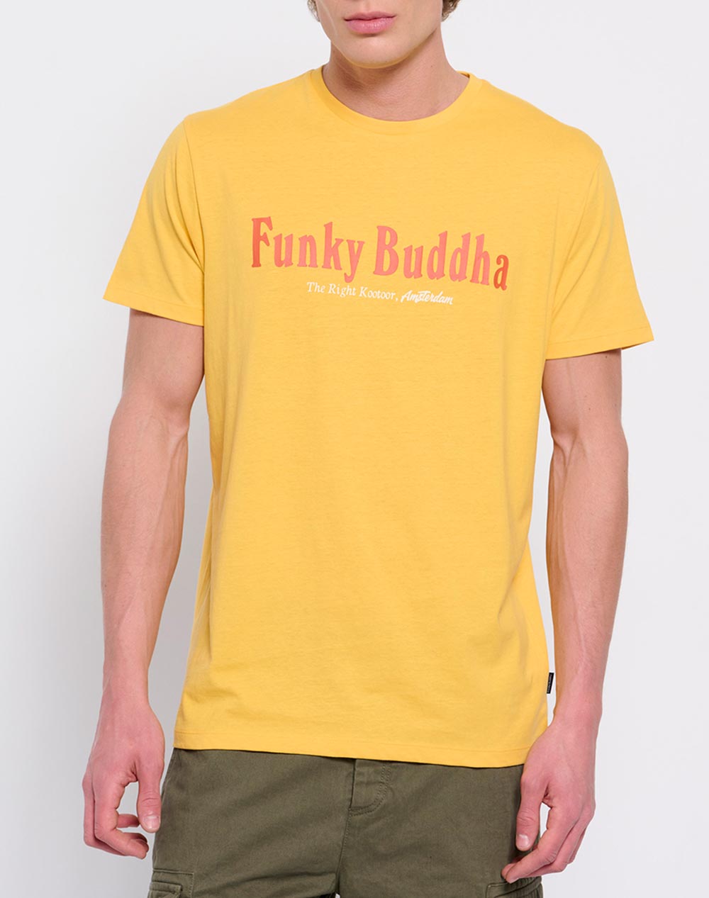 FUNKY BUDDHA T-shirt με branded τύπωμα FBM007-021-04-HONEY Yellow 3620PFUNK3400129_XR22696