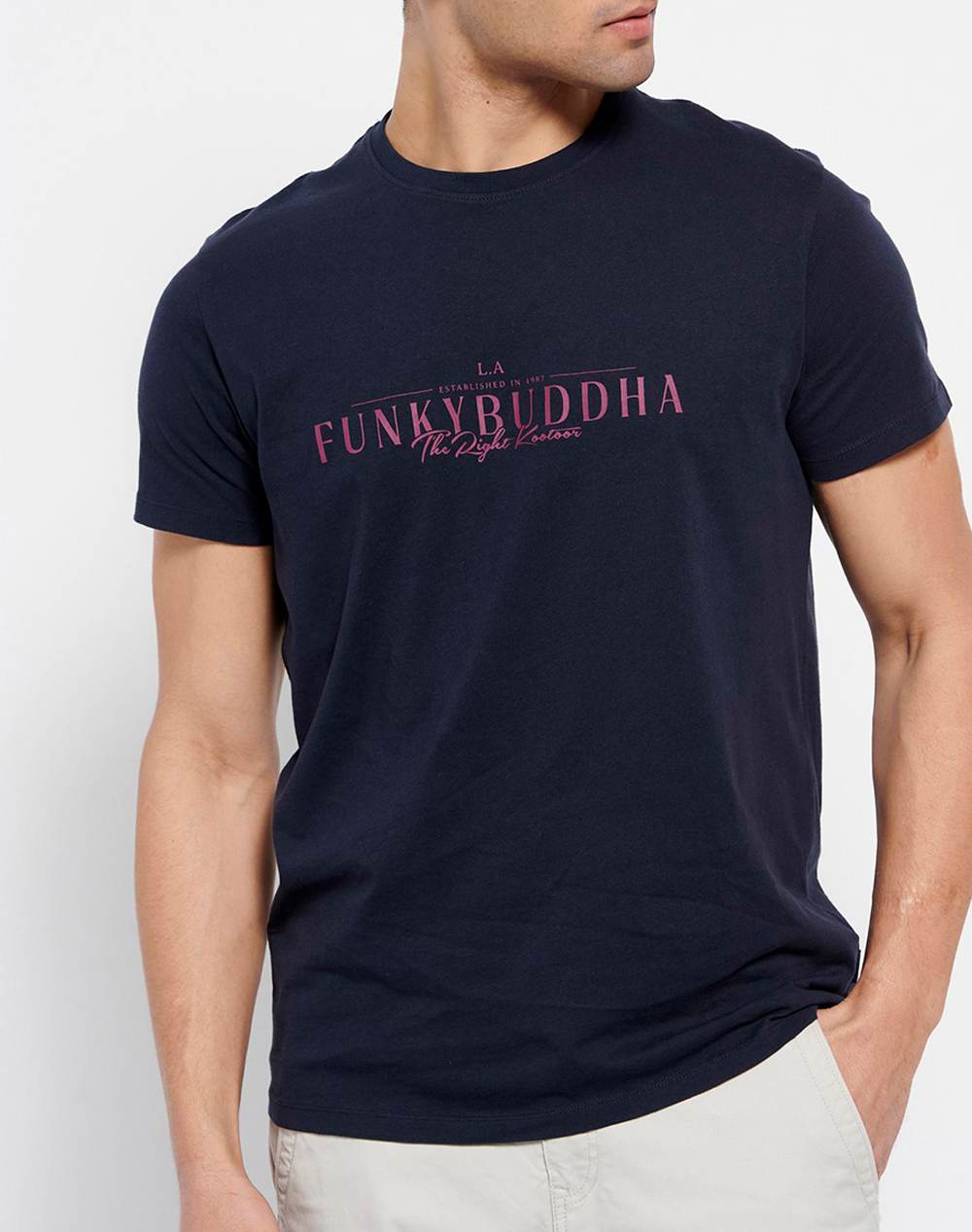FUNKY BUDDHA Βαμβακερό t-shirt με Funky Buddha τύπωμα FBM007-023-04-NAVY DarkBlue 3620PFUNK3400130_6131