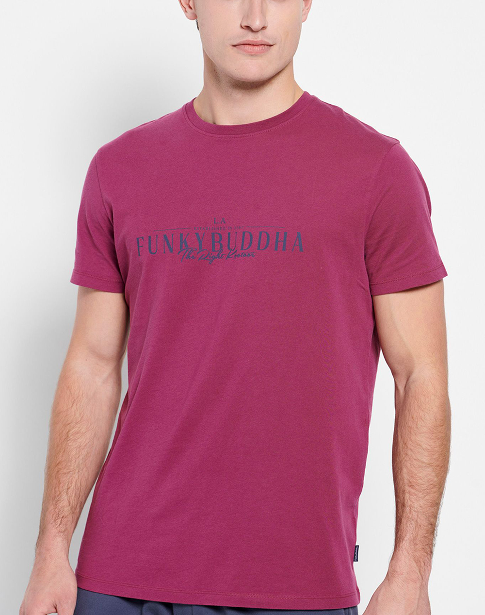 FUNKY BUDDHA Βαμβακερό t-shirt με Funky Buddha τύπωμα FBM007-023-04-LT RedWine 3620PFUNK3400130_XR13880