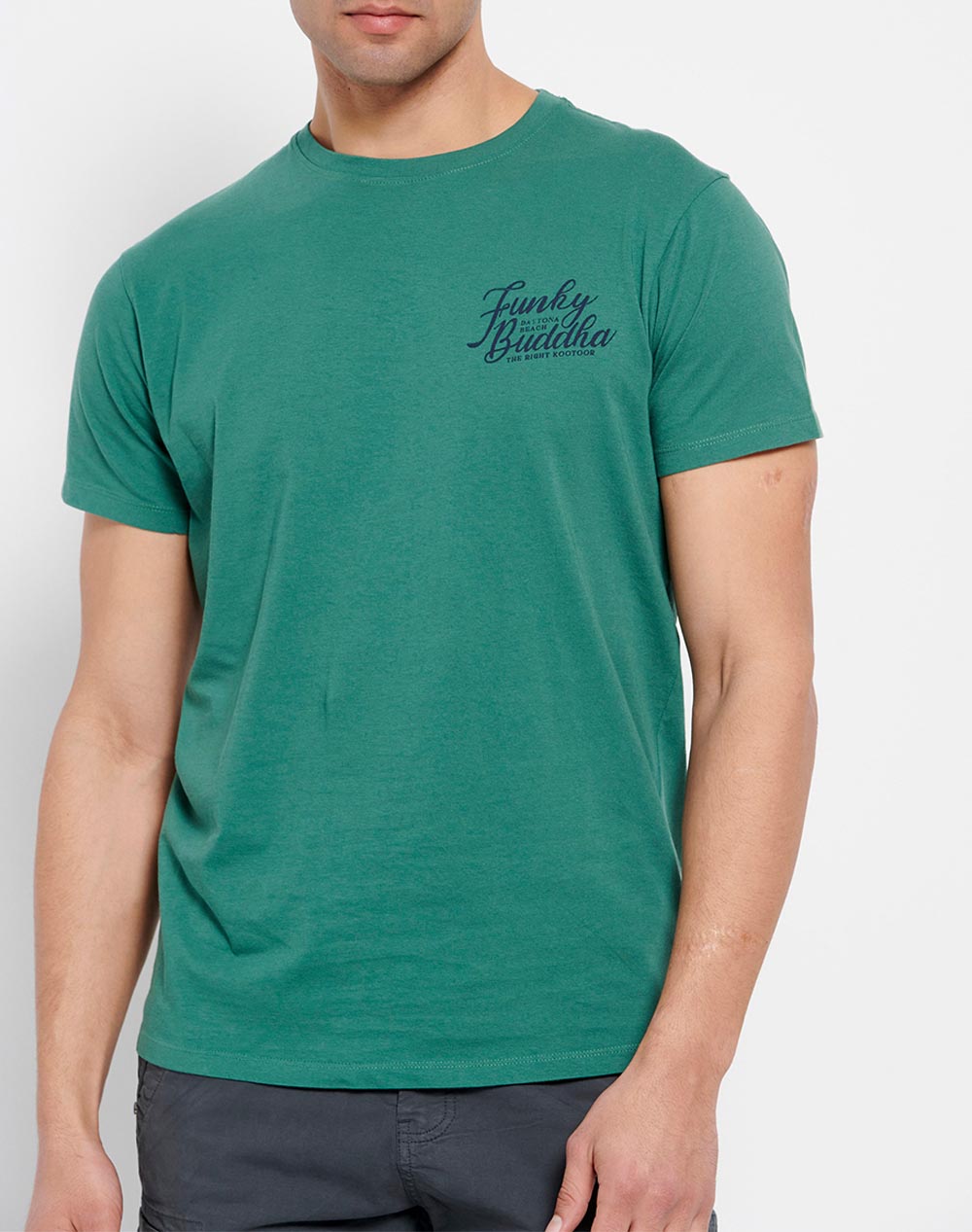 FUNKY BUDDHA T-shirt από οργανικό βαμβάκι με τύπωμα FBM007-027-04-PALM Green 3620PFUNK3400134_XR22729