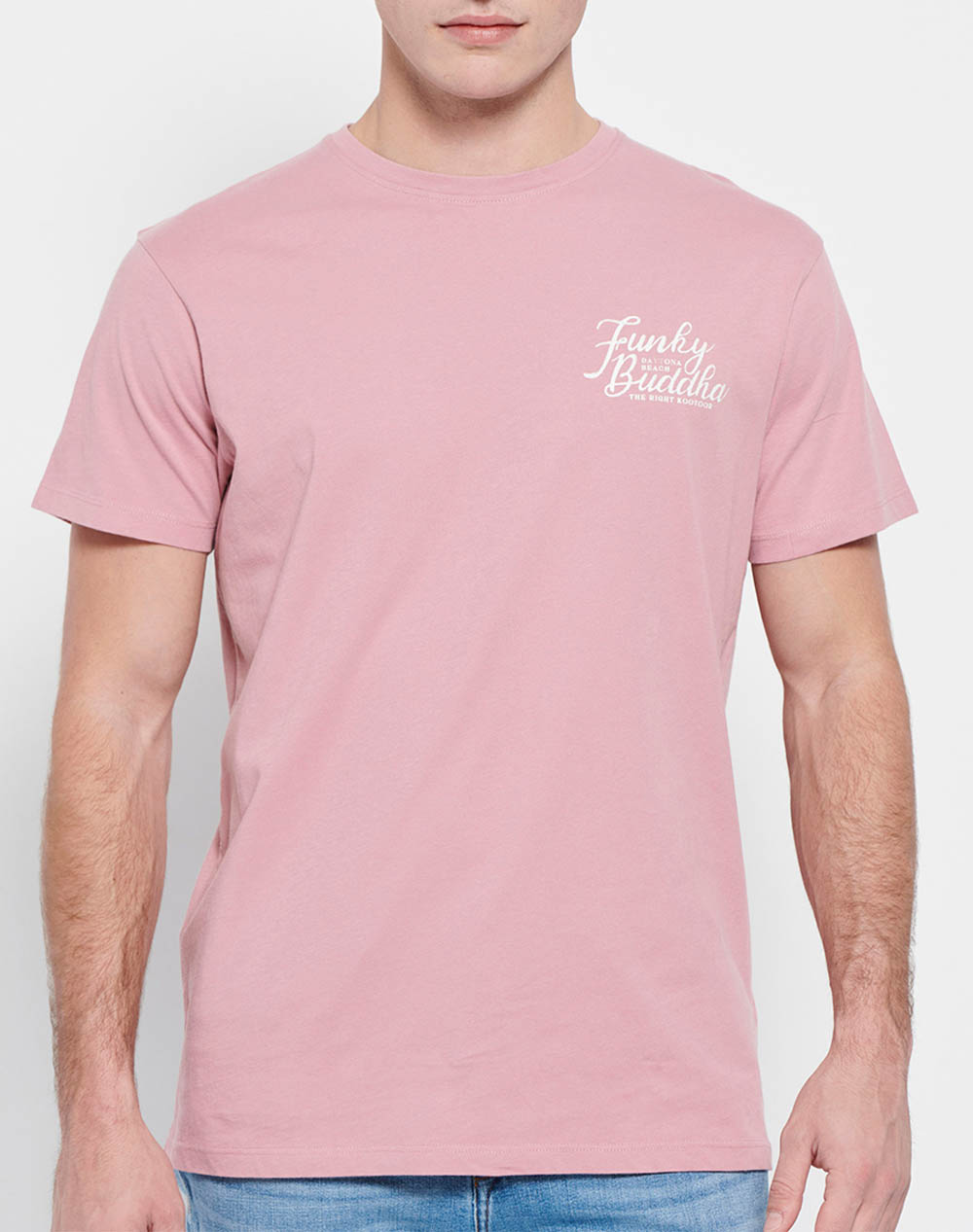 FUNKY BUDDHA T-shirt από οργανικό βαμβάκι με τύπωμα FBM007-027-04-VINTAGE LightPink 3620PFUNK3400134_XR22685