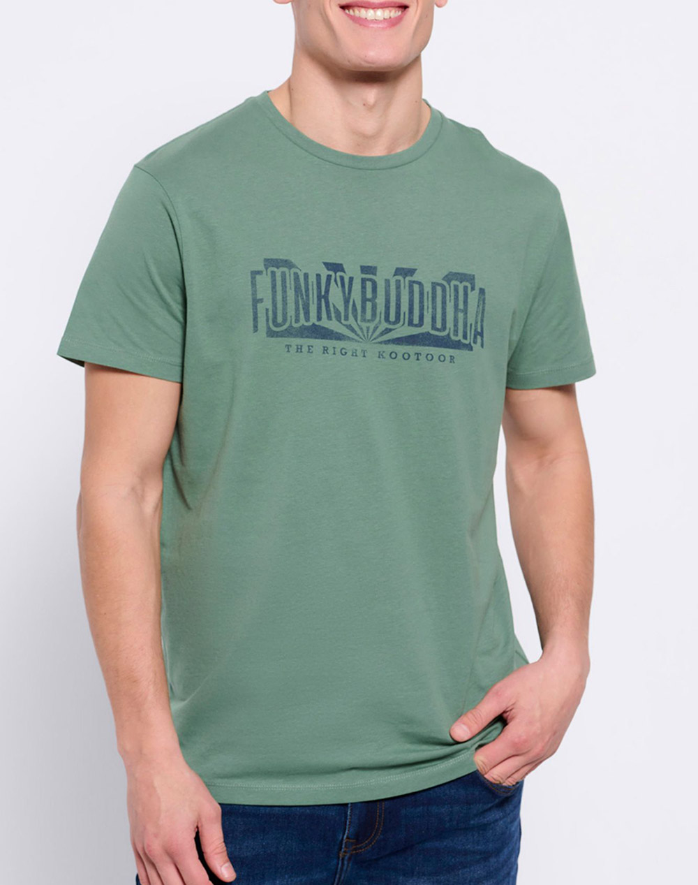FUNKY BUDDHA T-shirt με Funky Buddha τύπωμα FBM007-037-04-DUSTY Green