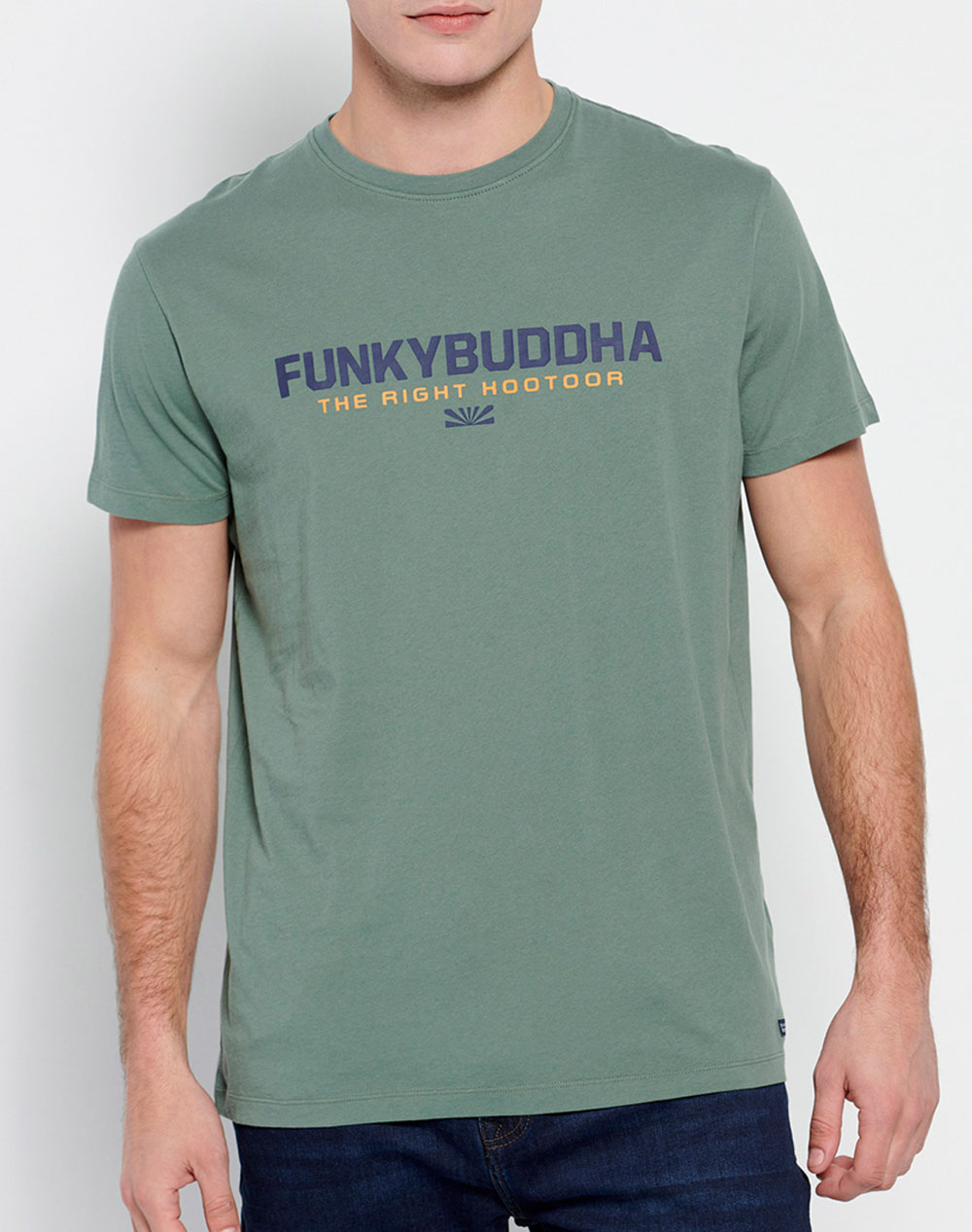 FUNKY BUDDHA T-shirt με Funky Buddha τύπωμα FBM007-324-04-DUSTY Olive