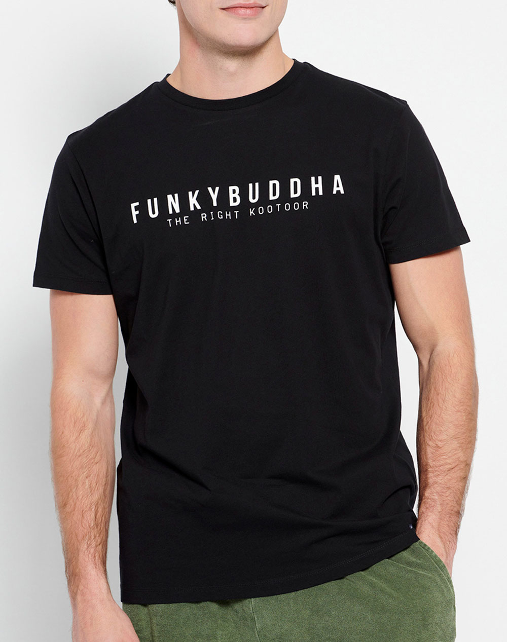 FUNKY BUDDHA Essential t-shirt με branded τύπωμα FBM007-329-04-BLACK Black