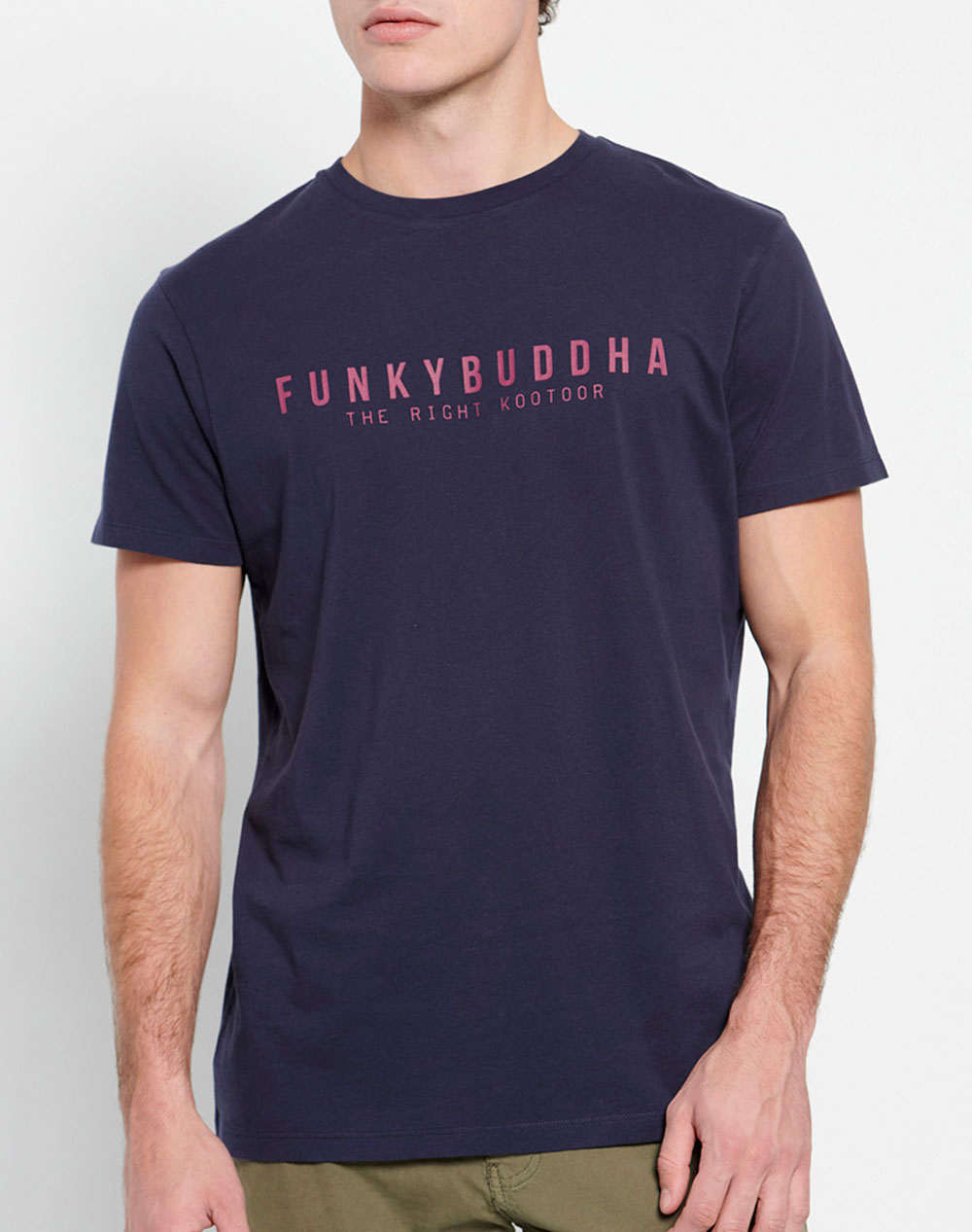 FUNKY BUDDHA Essential t-shirt με branded τύπωμα FBM007-329-04-NAVY DarkBlue