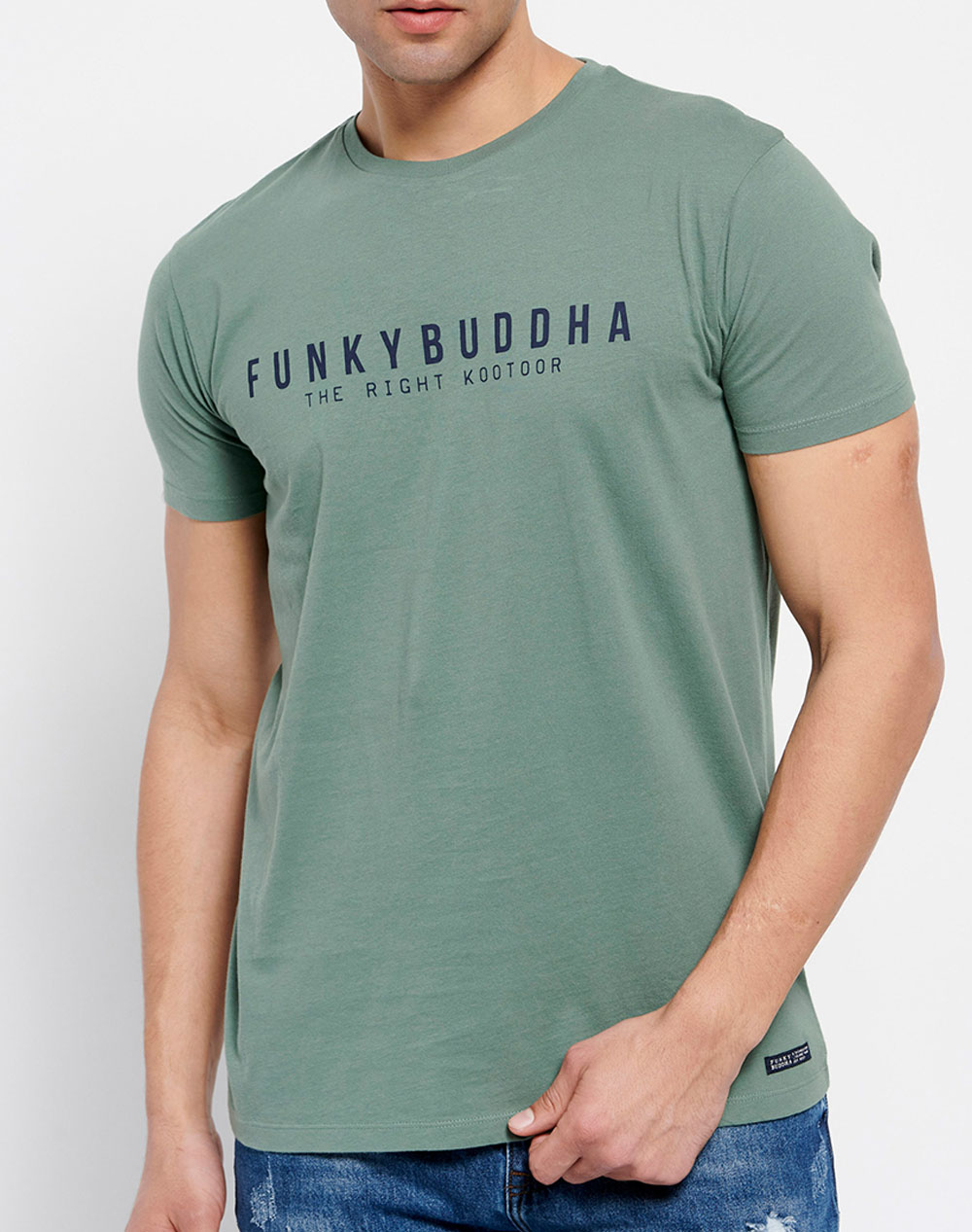 FUNKY BUDDHA Essential t-shirt με branded τύπωμα FBM007-329-04-DUSTY Olive