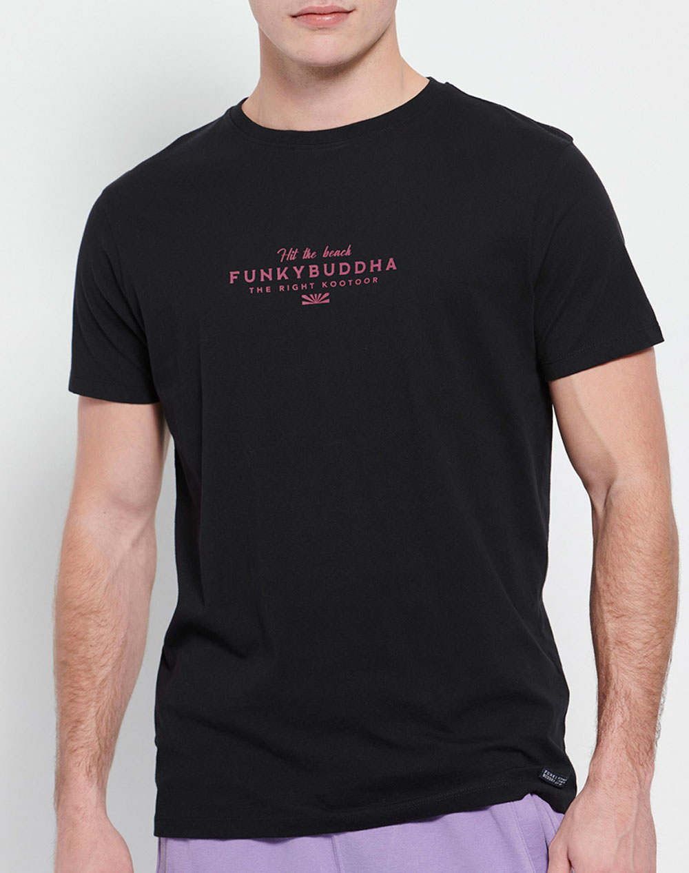 FUNKY BUDDHA T-shirt με Funky Buddha τύπωμα στο στήθος FBM007-330-04-BLACK Black