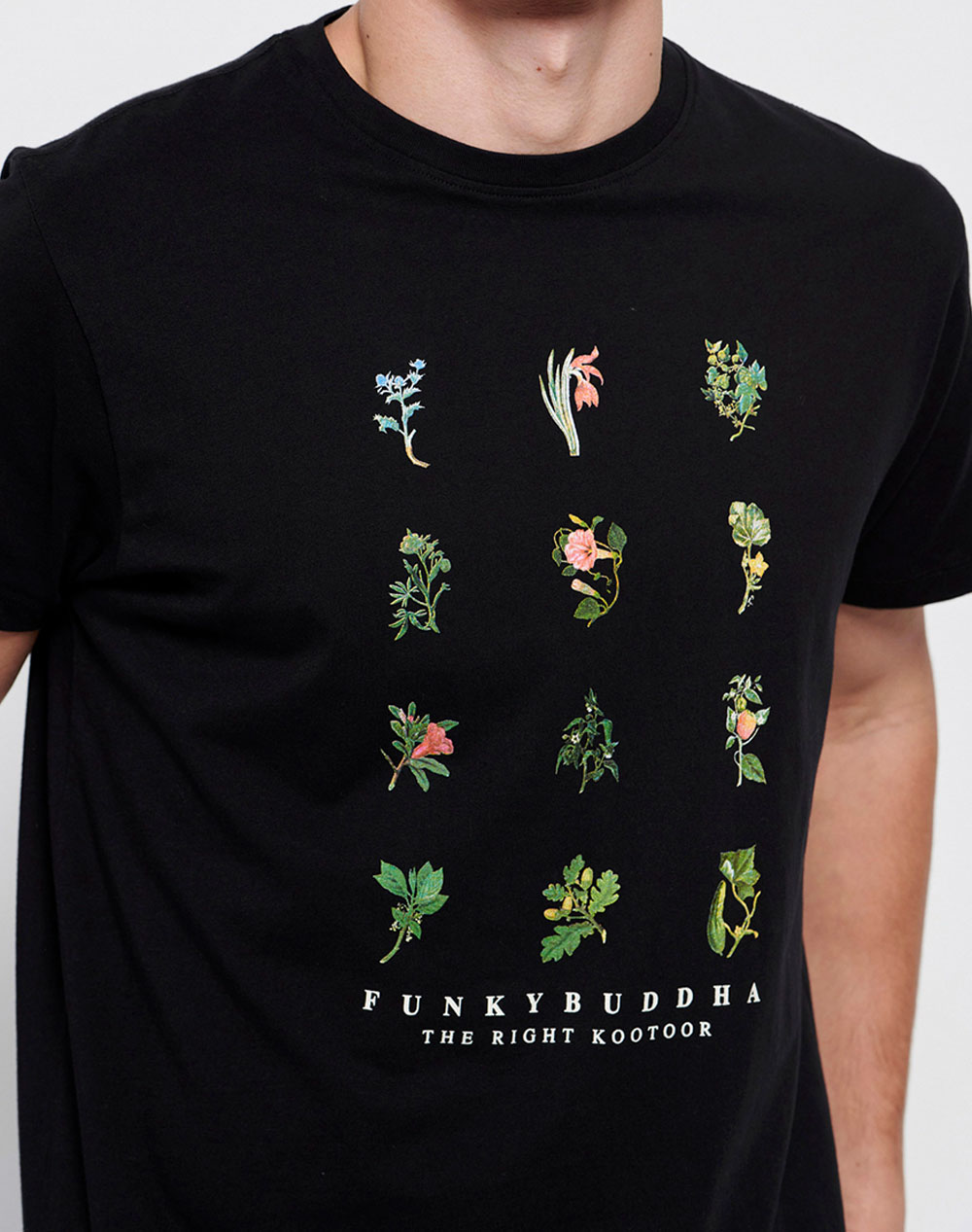 FUNKY BUDDHA Botanic print t-shirt από οργανικό βαμβάκι