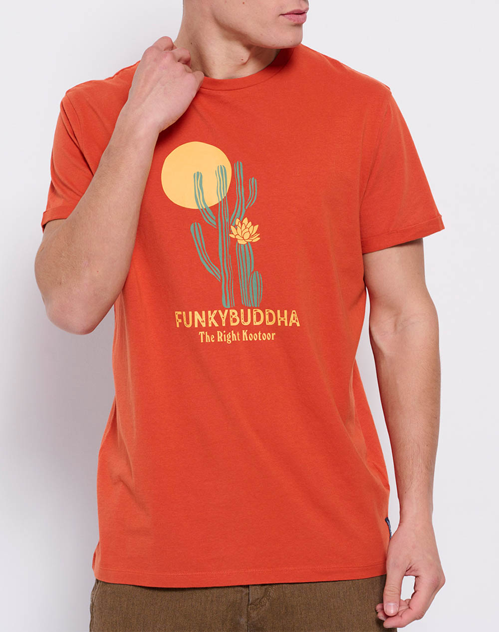 FUNKY BUDDHA T-shirt από οργανικό βαμβάκι με τύπωμα FBM007-370-04-PAPRIKA DarkOrange