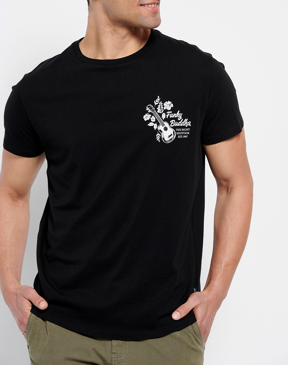 FUNKY BUDDHA Loose fit t-shirt με τύπωμα FBM007-364-04-BLACK Black