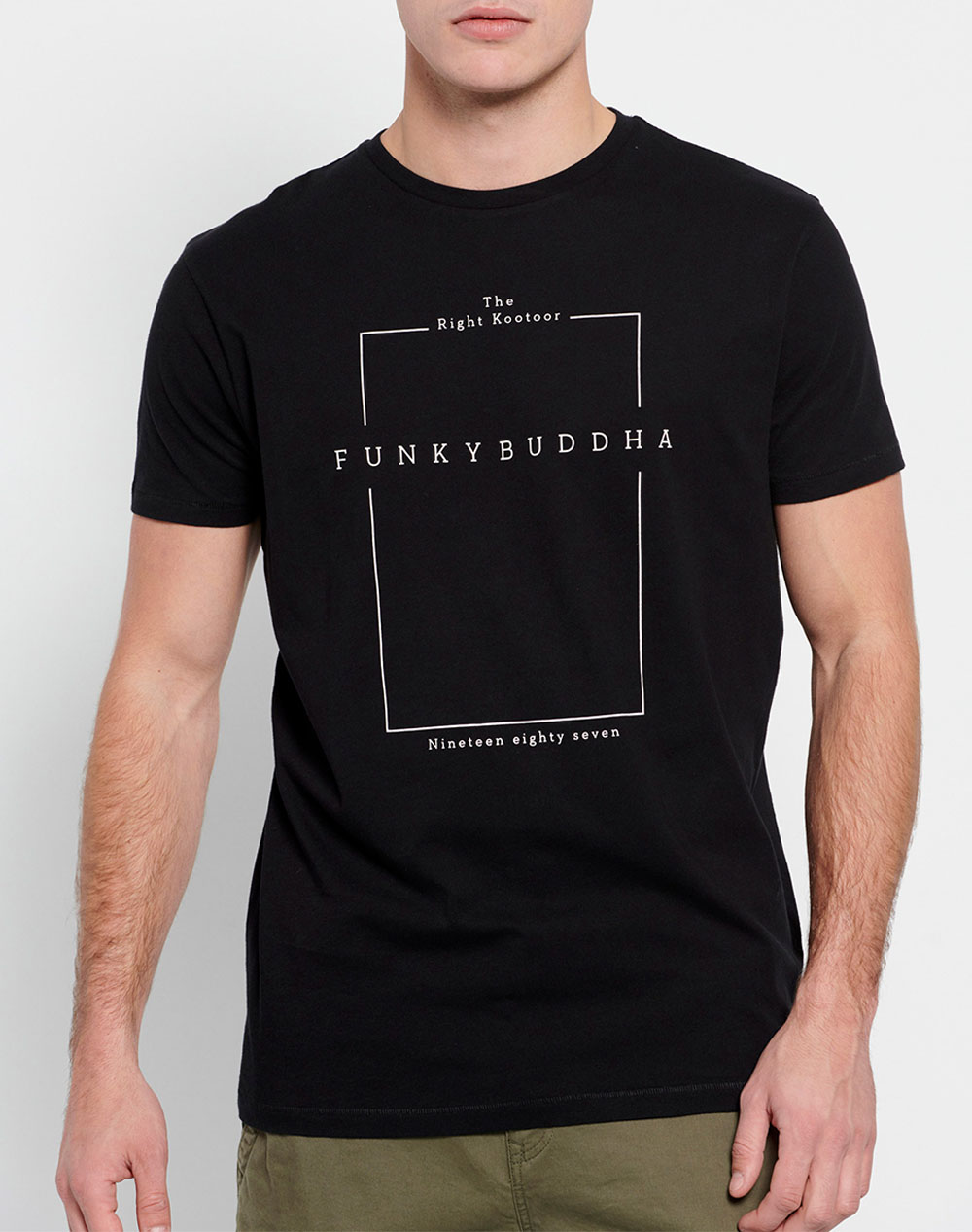 FUNKY BUDDHA T-shirt με minimal branded τύπωμα FBM007-380-04-BLACK Black