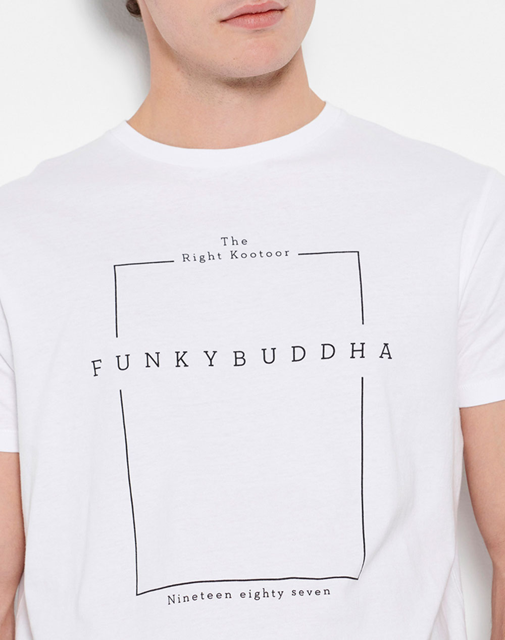 FUNKY BUDDHA T-shirt με minimal branded τύπωμα FBM007-380-04-WHITE White 3620PFUNK3400176_10429